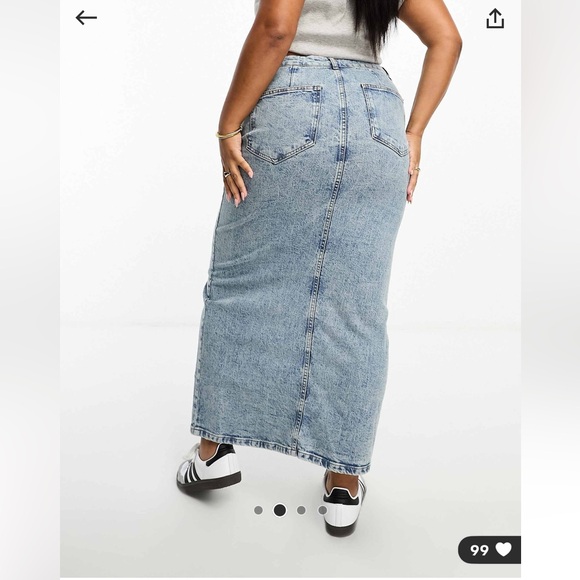 NWOT ASOS Curve Denim Midi Skirt in Mid Blue - Picture 2 of 7